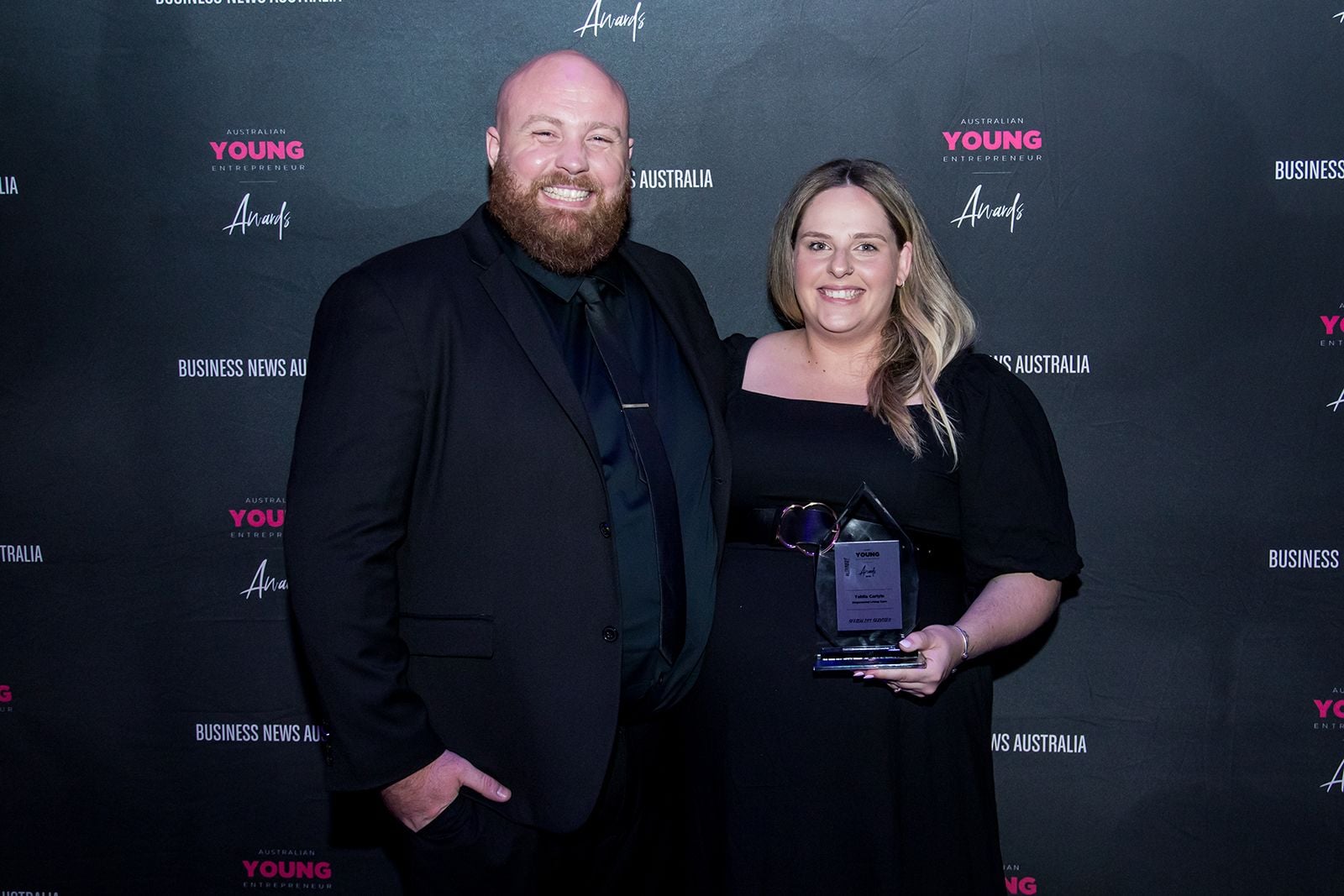 2025 Sydney Young Entrepreneur Awards Gala dinner Winners accepting trophies on stage at the 2025 Sydney Young Entrepreneur Awards